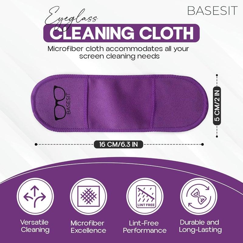 Basesit Eyeglass Cleaner Cloth 4 Pack, Eye Glasses Cleaner Wipes, Lens Cleaner, Anti-Scratch, Screen Cleaning Cloth, Eyeglass Cleaning Cloth, Lens Cloth, Eye Glasses Cleaner Cloth (Orange/Purple) - Image 2